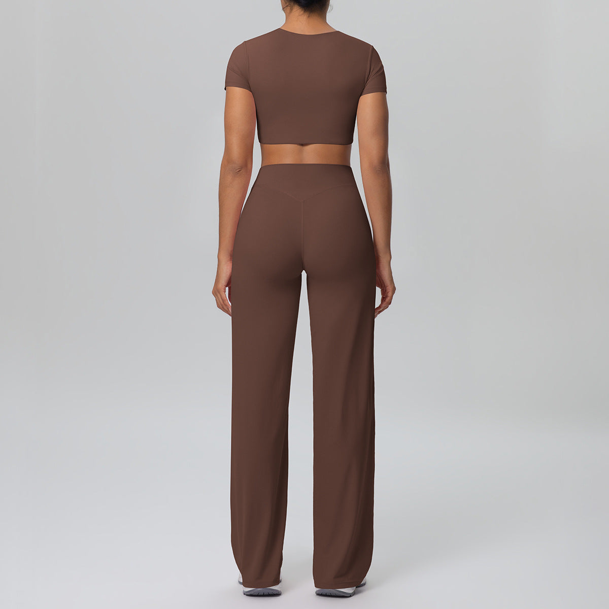 Nude Feel Outdoor Sports Short Sleeve Outdoor Running with Chest Pad Straight Leg Pants Yoga Clothes Leggings Yoga Set