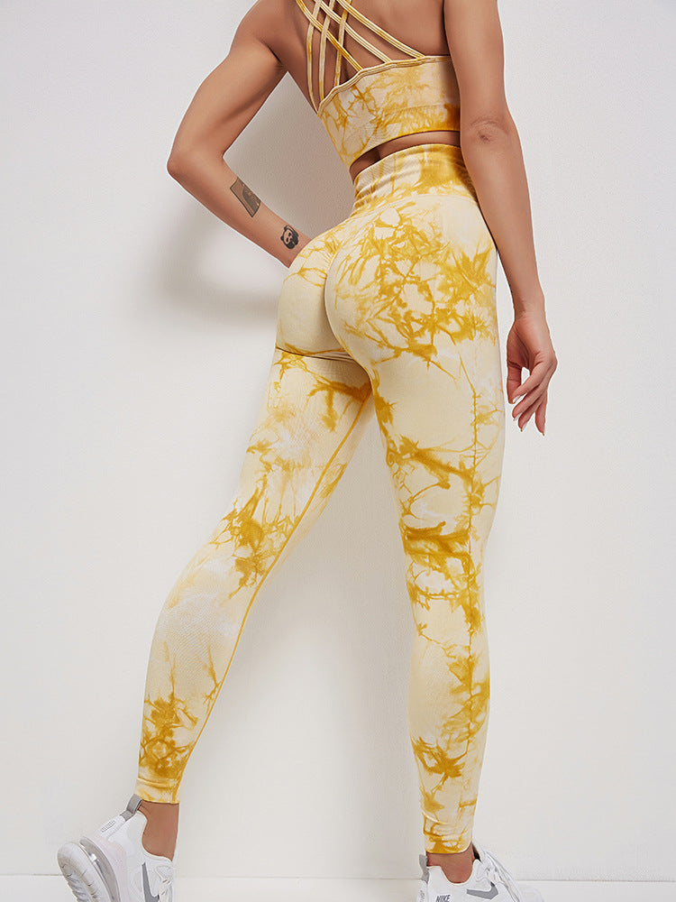 Tie Dye Sportswear Women's Suit Yoga Suit Fitness Suit Comfortable High Waist Stretch Skinny Yoga Pants
