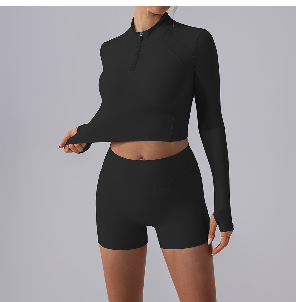 Half Long Sleeve Zipper Yoga Clothes Skinny Running Sports Outdoor High Strength Quick Drying Yoga Jacket Women