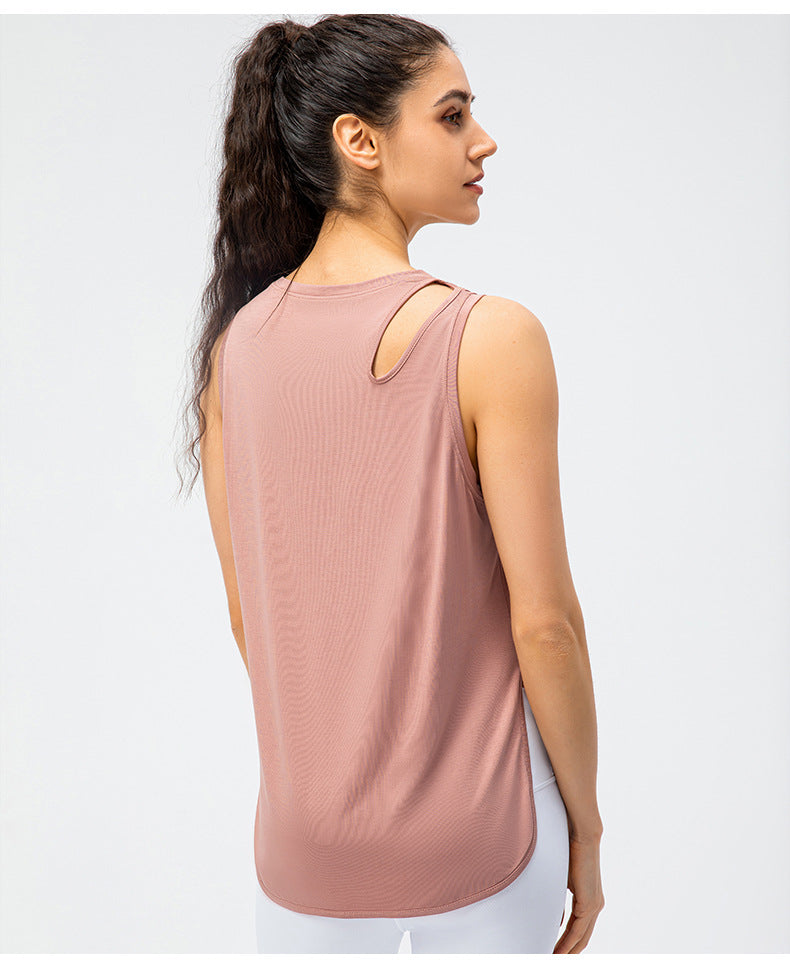 Spring Summer Women Ice Yoga Vest Loose Casual Running Sports Blouse Quick Drying Breathable Workout Top