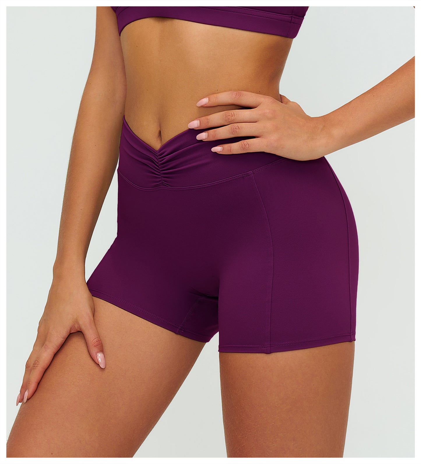 Brushed Yoga Shorts Women High Waist Folding Hip Lifting Shorts Outdoor Running Sports Shorts
