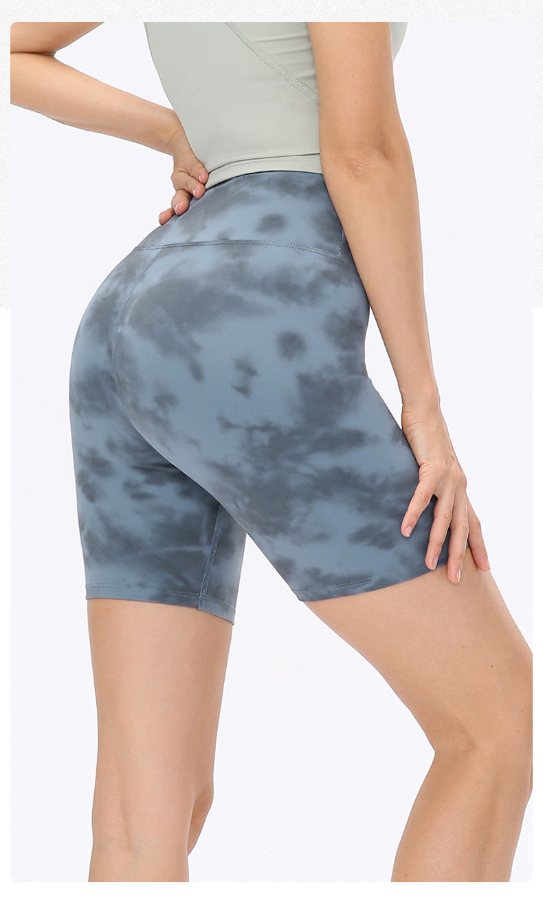 Nude Feel Yoga Shorts Women Double Sided Brocade Brushed Tight Sports Pants High Waist Hip Lift Fitness Shorts