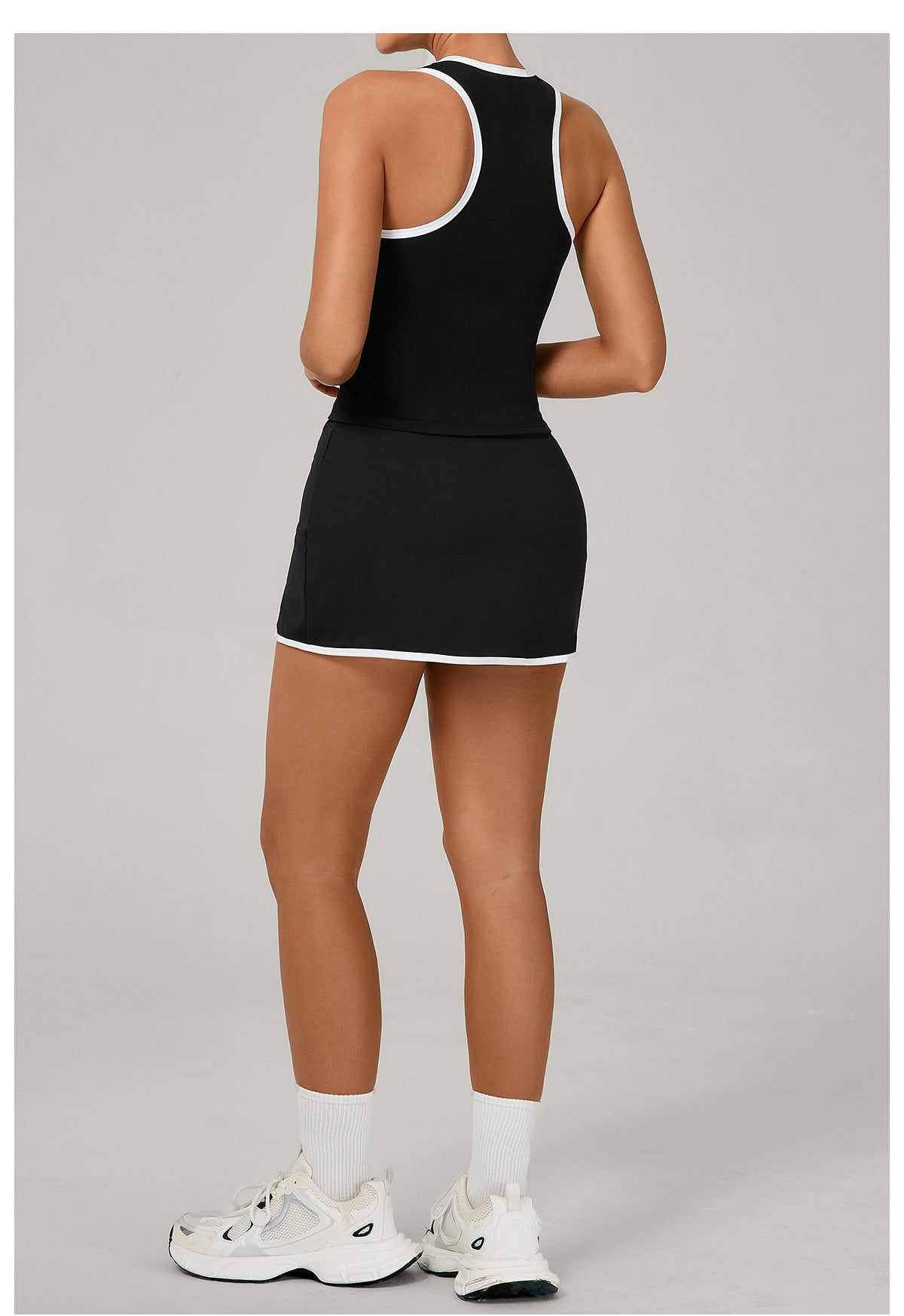 Autumn Sand Skirt Set Tennis Contrast Color Vest Fitness Exercise Yoga Set