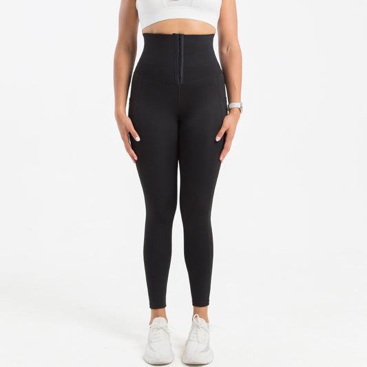 Breasted Yoga Pants Pocket Plus Size Belly Contraction Weight Loss Pants Sports Tight Yoga Shaping Pants