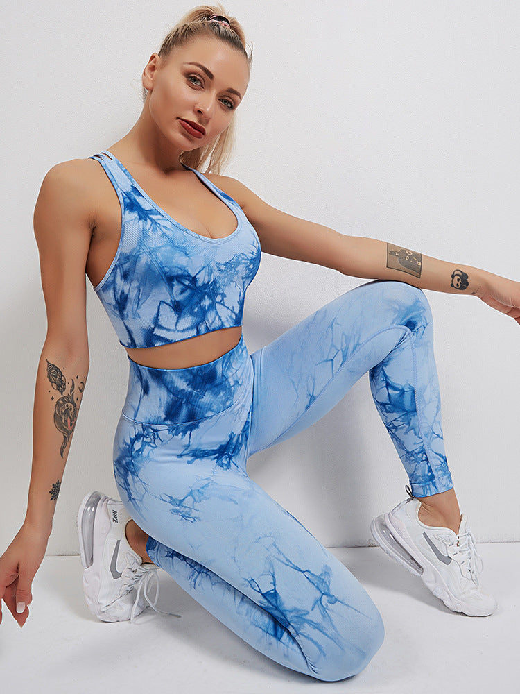 Tie Dye Sportswear Women's Suit Yoga Suit Fitness Suit Comfortable High Waist Stretch Skinny Yoga Pants