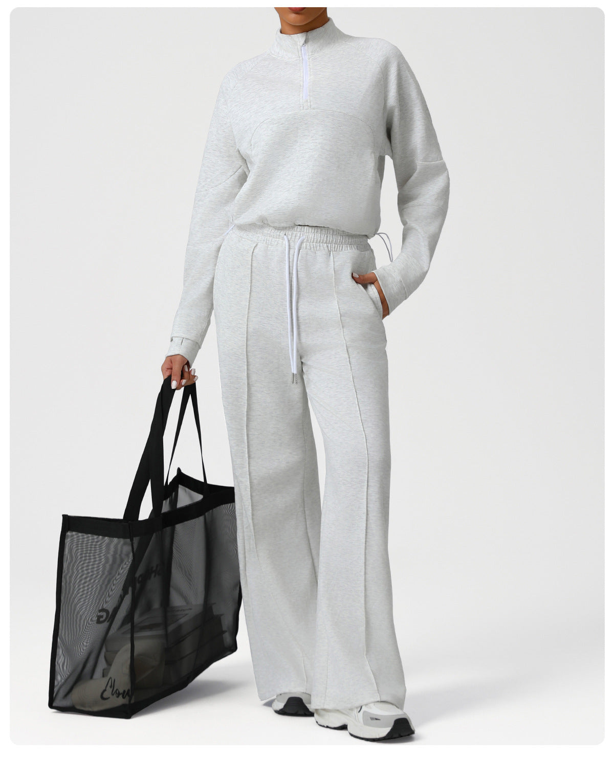 High Waist Drawstring Exercise Casual Pants Autumn Winter Yoga Wide Leg Pants Fashionable All Match Loose Casual Pants