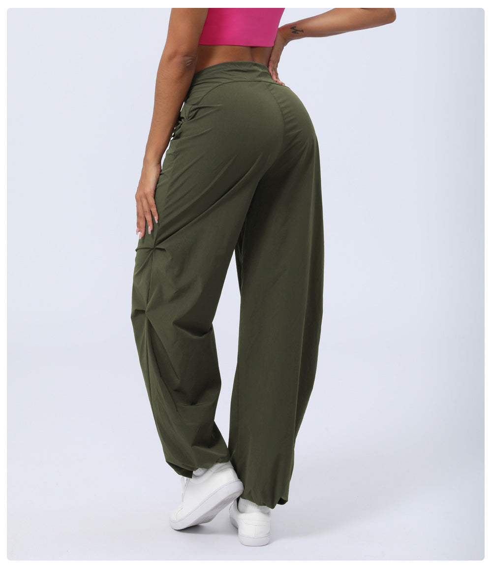 Autumn Winter High Waist Quick Drying Sports Trousers Women Ankle Banded Pants Loose Straight Paratrooper Pants Casual Working Pants