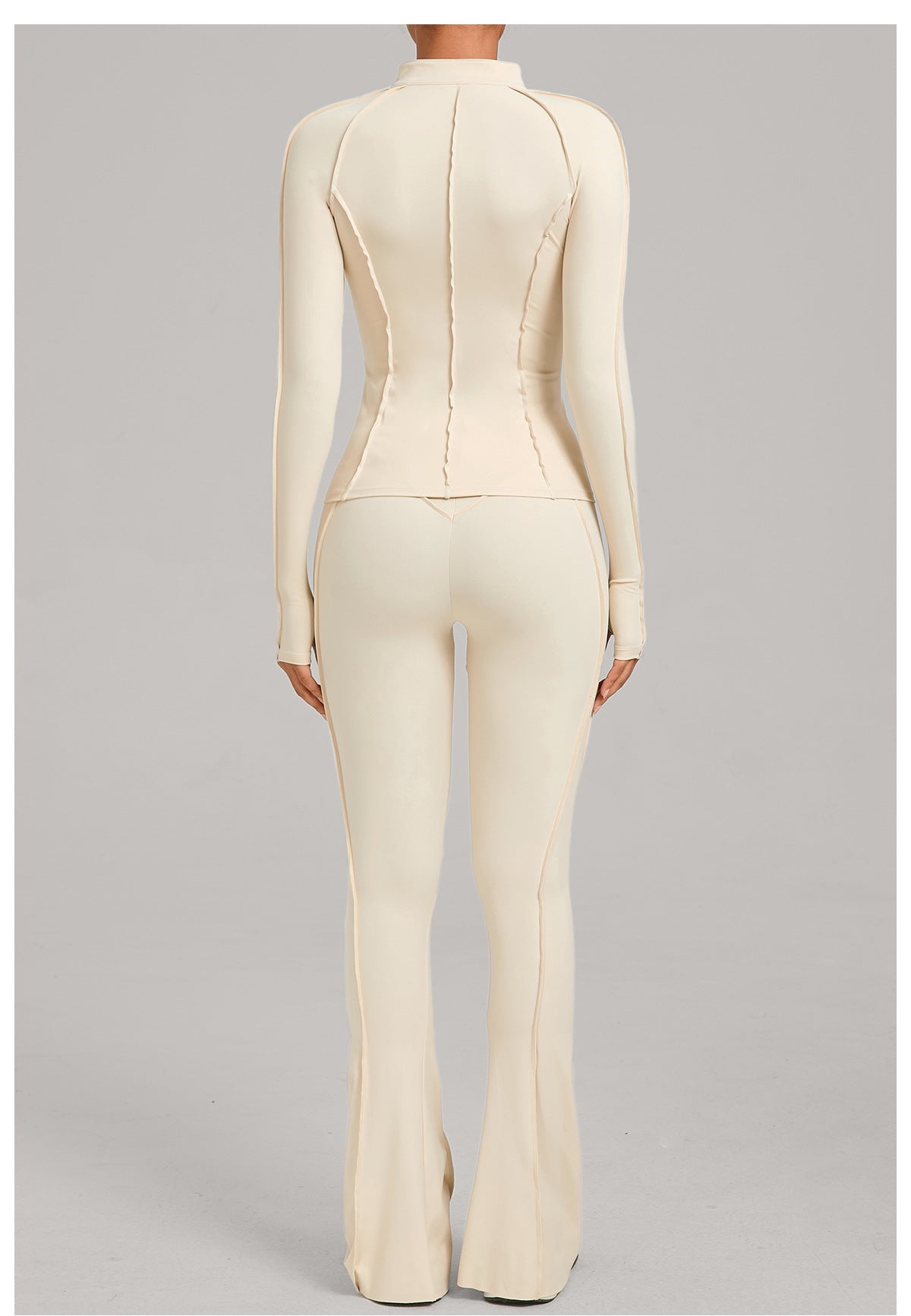 Autumn Sand Three Dimensional Stitching Yoga Clothes Autumn Winter Zipper Long Sleeved Fitness Running Fitness Sportswear Two Piece Set