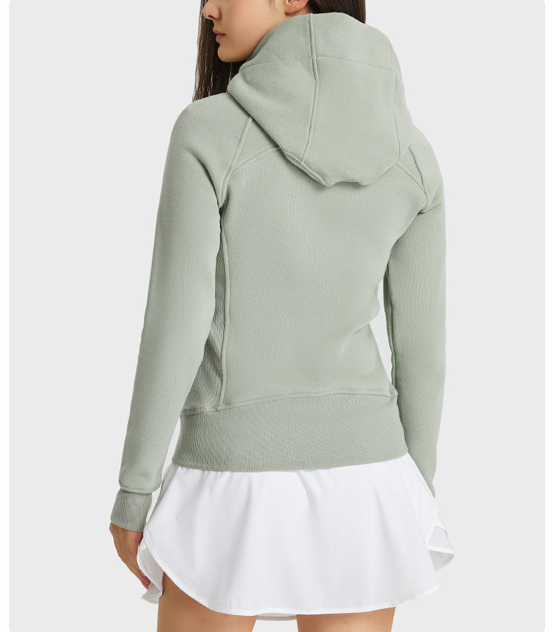 Sca Thickened Warm Hooded Sports Jacket Women Outdoor Casual Outdoor Yoga Training Fitness Jacket