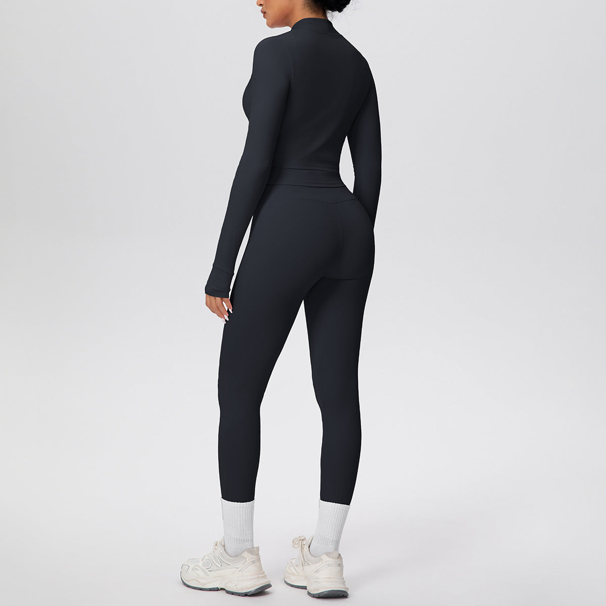 Women Solid Color Zip Long Sleeve Coat Oblique Shoulder Vest Slim Fit Yoga Pants Workout Clothes Yoga Three Piece Set