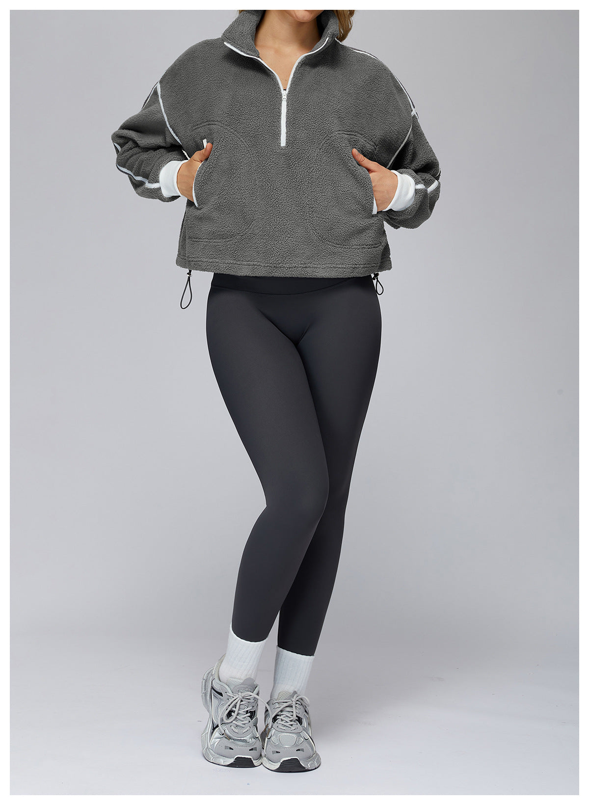 Fall Winter Coat Stand Collar Windproof Warm Polar Fleece Jacket Women Running Velvet Sport Coat