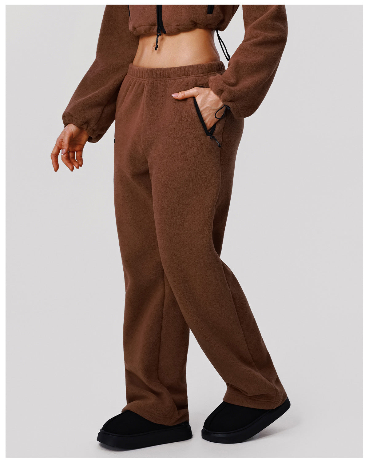 Autumn Winter High Waist Warm Sweatpants Wide Leg Slimming Straight Loose Trousers Women's Outdoor Running Casual Track Sweatpants