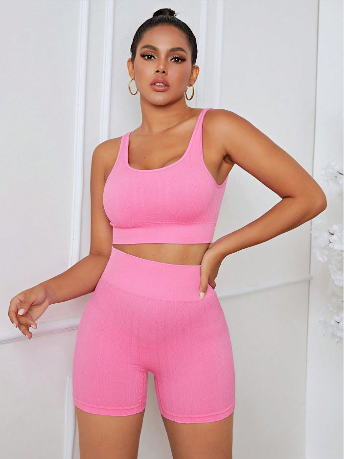 Bra Women High Waist Belly Contracting Peach Hip Tight Quick Drying Running Shorts Yoga Pants Sports Two Piece Sets