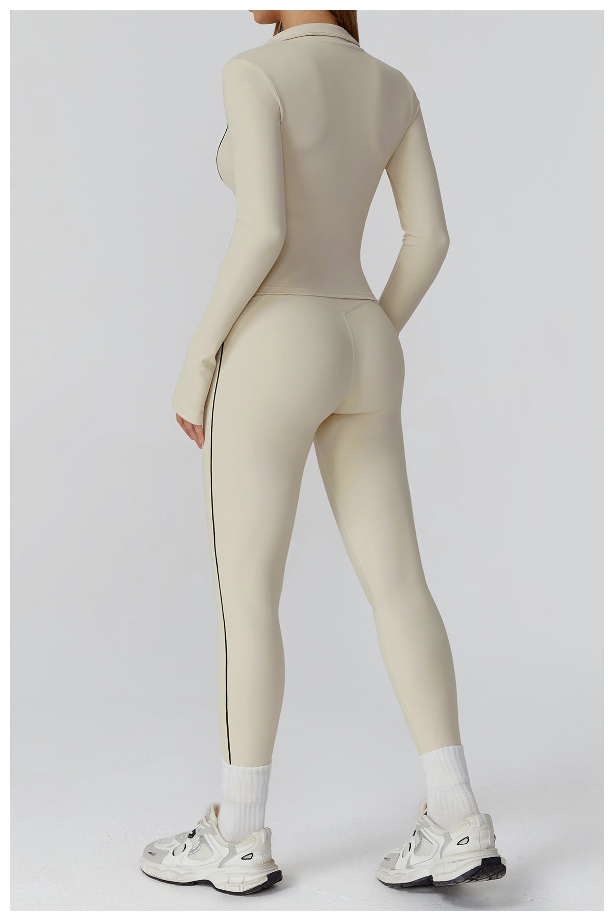 Contrast Color Brushed Yoga Coat Zipper Windproof Slim Jacket Outdoor Sports Running Fitness Clothes Women