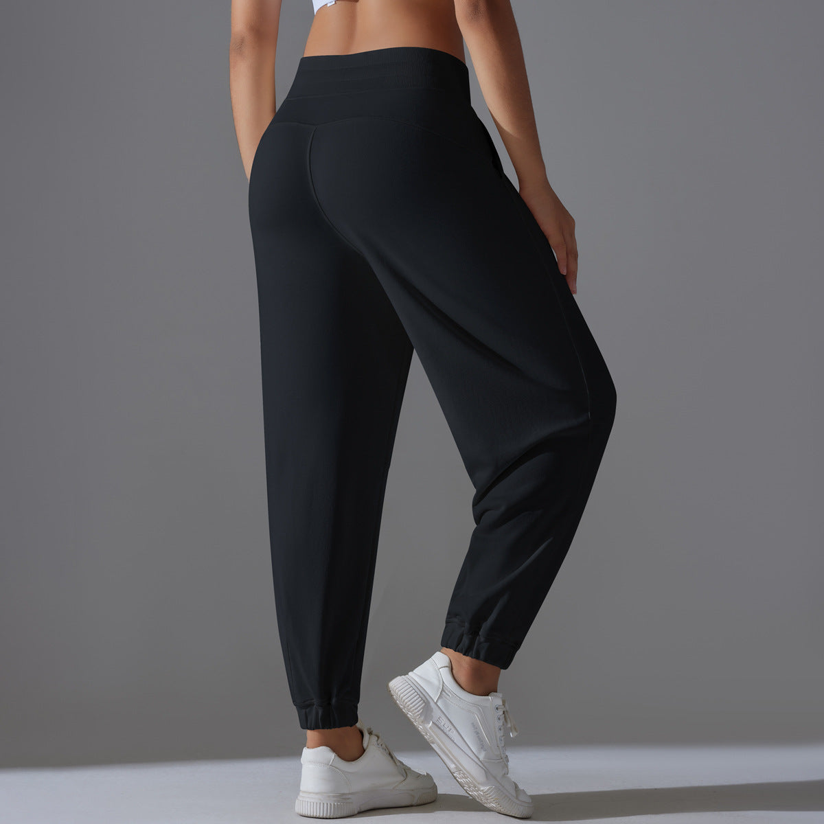 Internet Celebrity Pants Loose Tappered Sports Pants Drawstring Side Pocket Draping Wide Leg Breathable High Waist Fitness Pants Running Pants