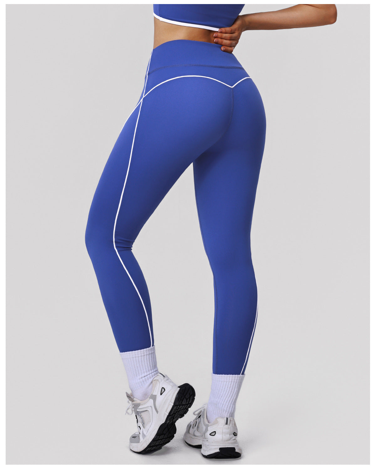 Contrast Color Nude Feel Yoga Pants Tight Hip Training Workout Pants Outdoor Running Sports High Waist Cropped Pants