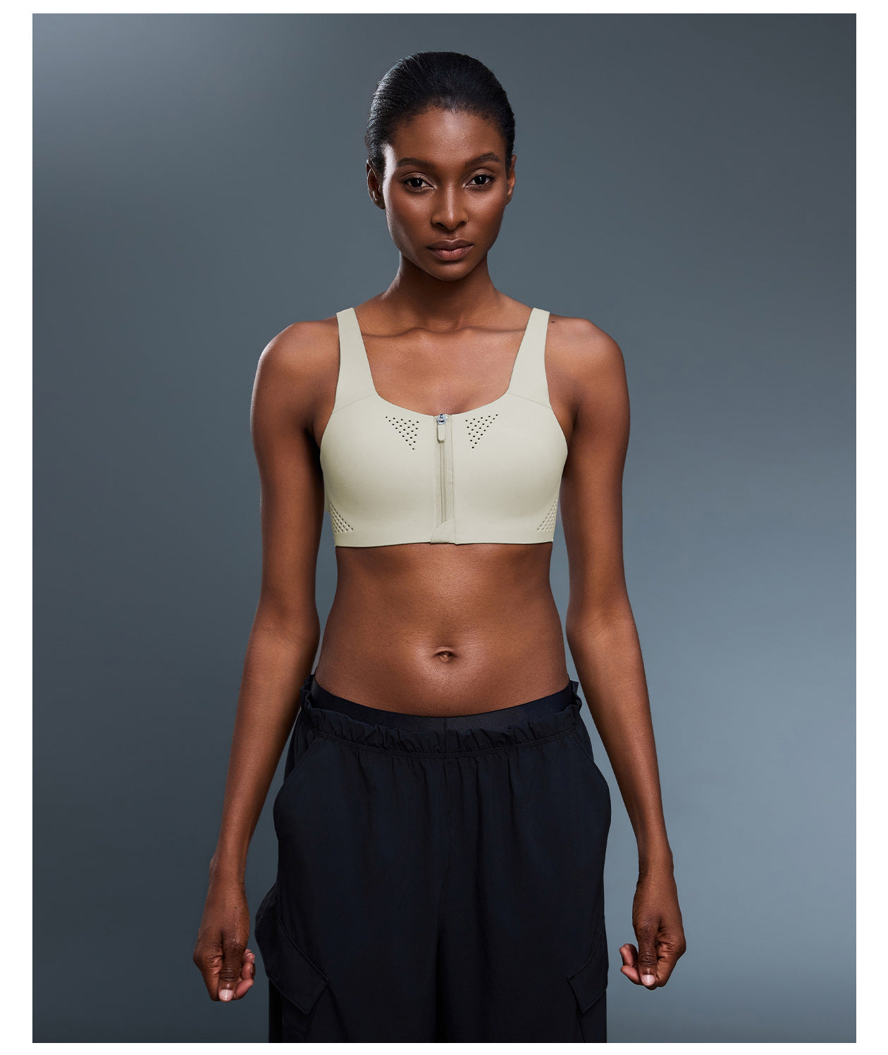 High Strength Support Sports Underwear Front Zipper Yoga One Piece Cup Shockproof Running Training Backless Bra