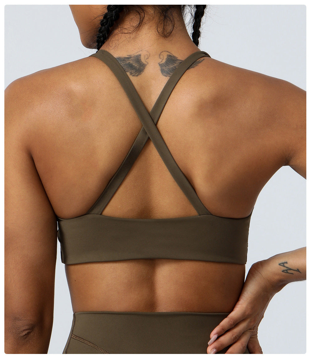 Nude Feel Yoga Clothes Women Tight Quick Drying Sports Yoga Bra Outdoor Running Beauty Back Workout Underwear