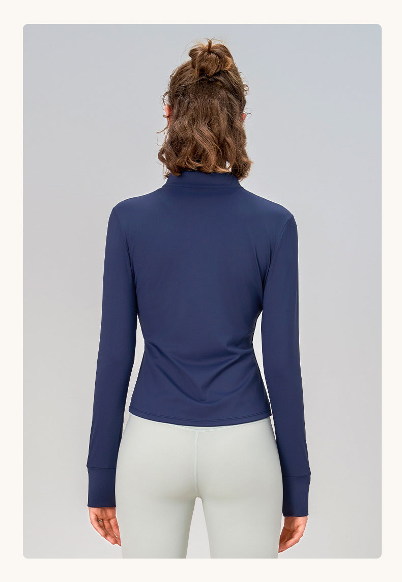 Yoga Clothes Zipper Coat Women Slim Fit Stand Up Collar Cinched Fitness Running Sports Yoga Coat Autumn