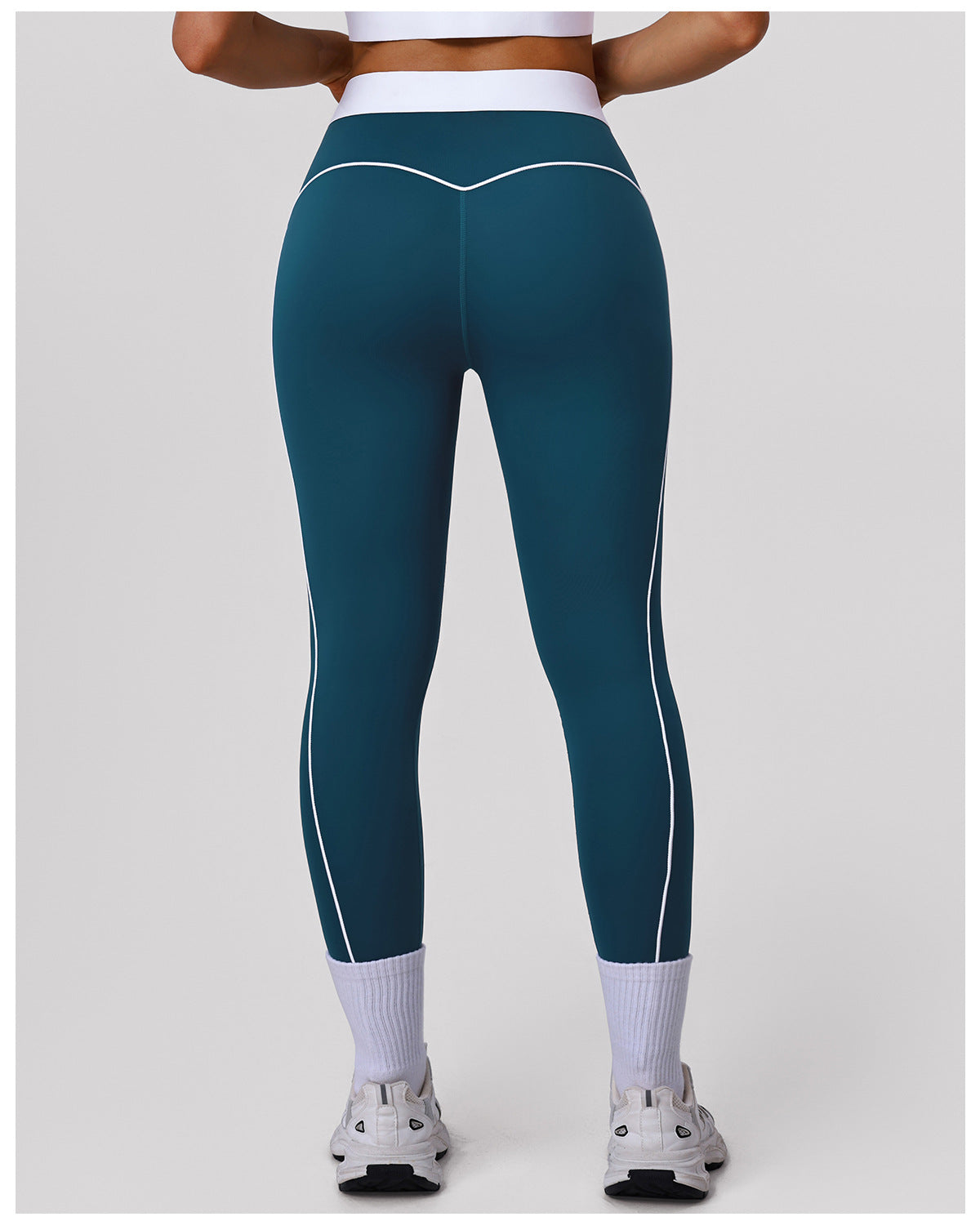 Peach Hip Raise Yoga Pants Color Matching High Waist Belly Contracting Sports Tights No T Line Outdoor Running Fitness Pants