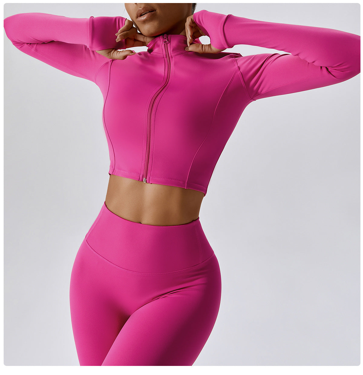 Zipper Outdoor Running Sports Yoga Jacket Slimming Workout Long Sleeve Coat Girls Quick Drying Yoga Clothes
