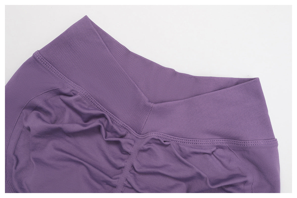 Sollinarry Seamless Knitted Tight Yoga Shorts Women V Shaped Waist Outer Wear Running Sports Quick Drying Fitness Pants