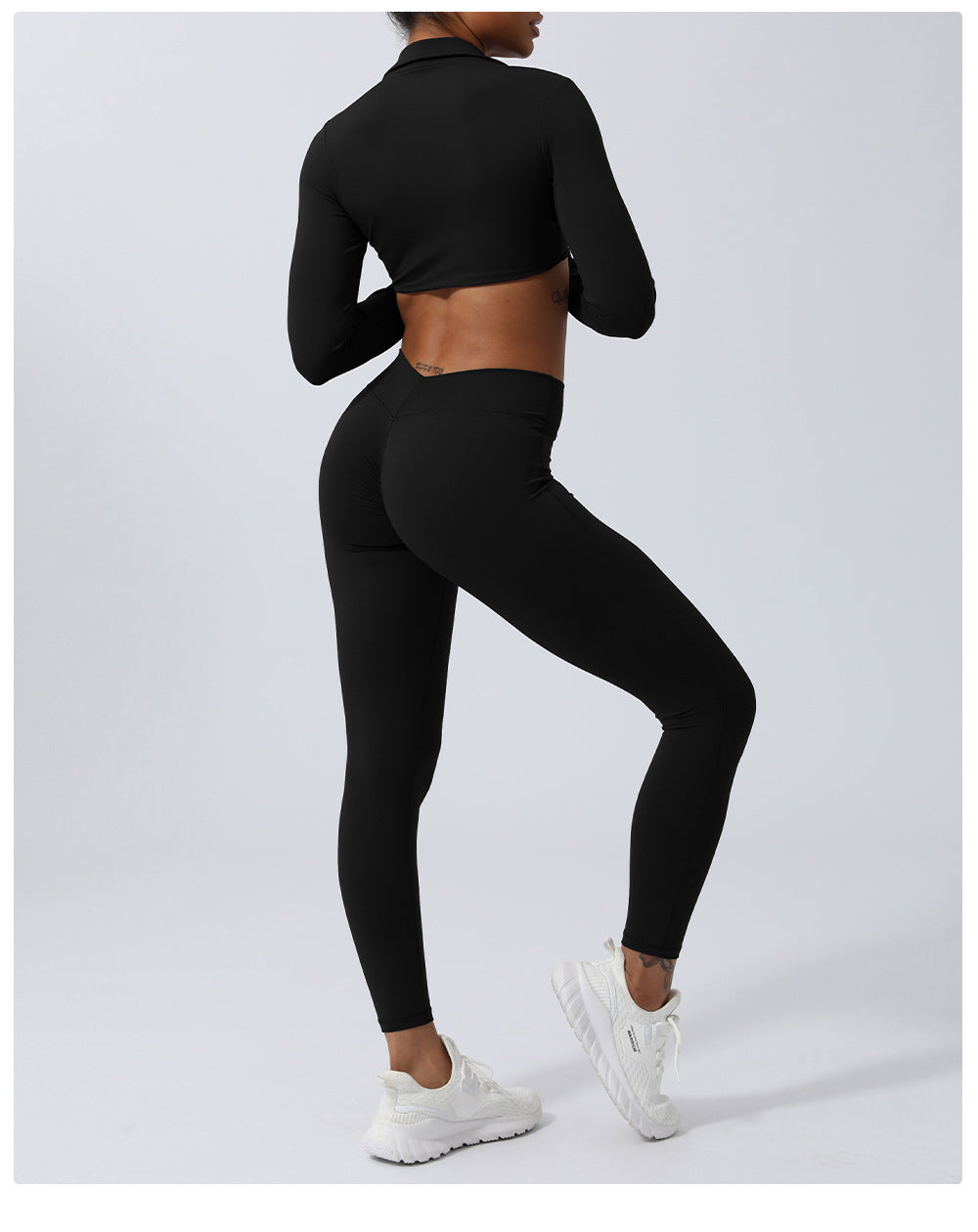 Wrinkle Hip Lifting Yoga Clothes Trousers Nude Feel Quick Drying Fitness Suit Running Sport Long Sleeve T Shirt With Chest Pad