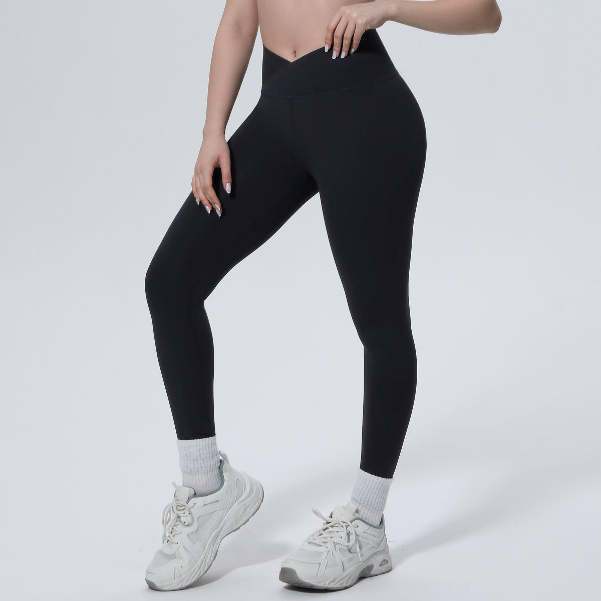 High Waist Nude Feel Seamless Skin Friendly Cross Waist Tight Pants Running Exercise Workout Pants Sexy Slim Fit Yoga Pants
