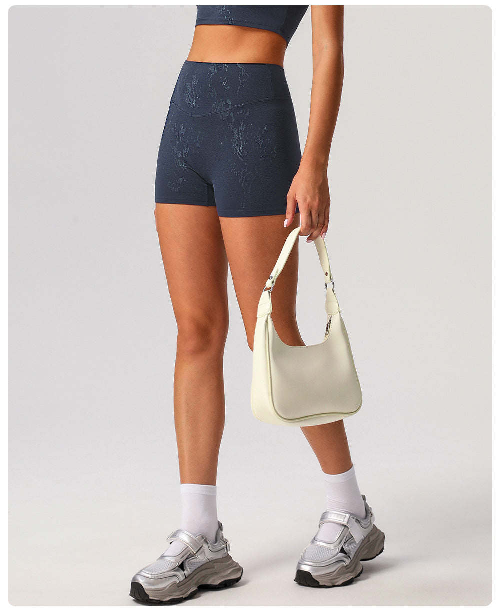 Silver Tight High Grade Yoga Shorts Women Hip Lifting Nude Feel Fitness Pants Running Quick Drying Sports Shorts