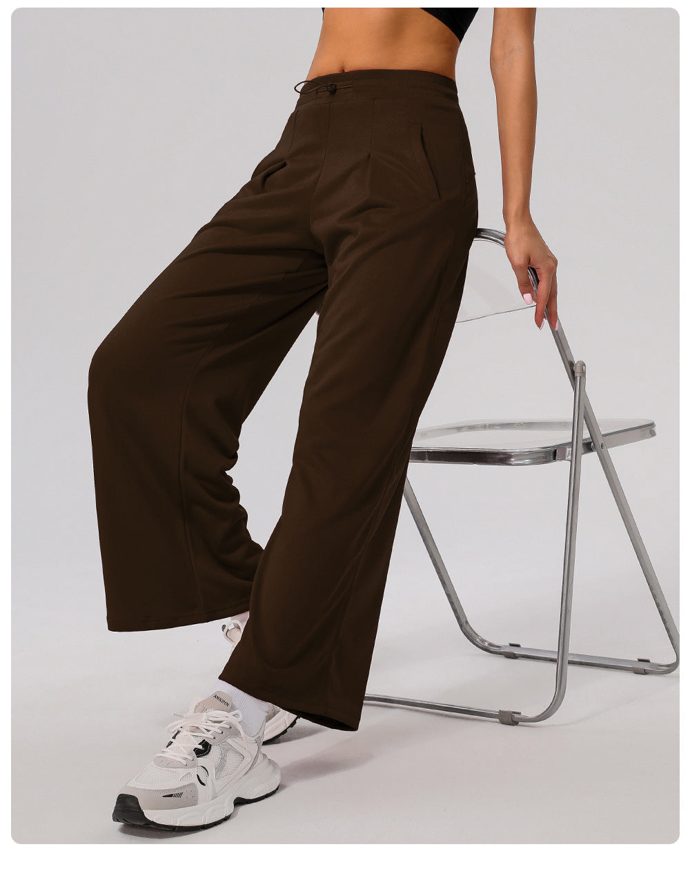 Casual Sports Wide Leg Pants High Waist Hip Lift Draped Pants Slimming Pocket Loose Yoga Dance Pants
