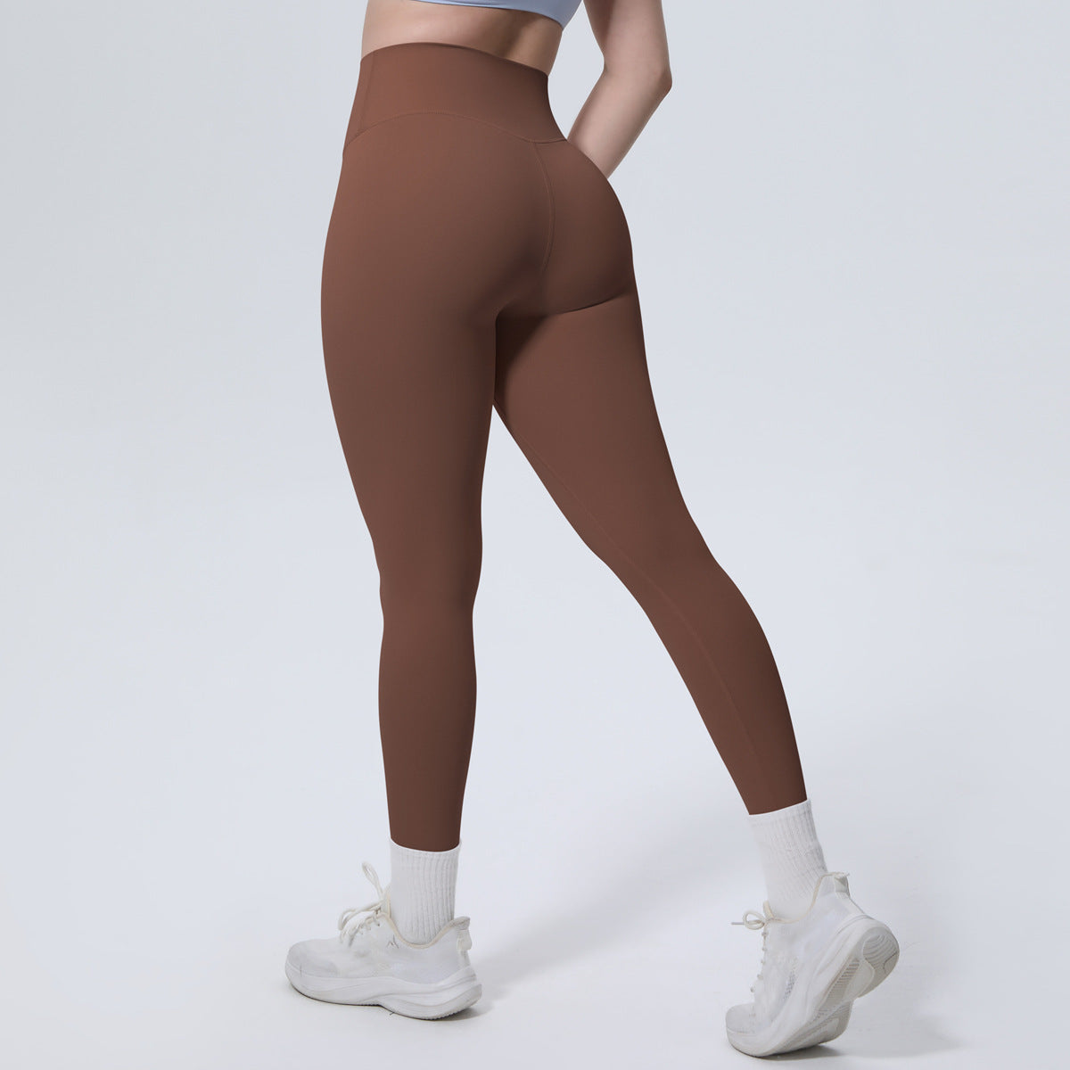 High Waist Nude Feel Tights Running Sports Hip Raise Fitness Pants Pilates Sexy Slim Solid Color Yoga Pants