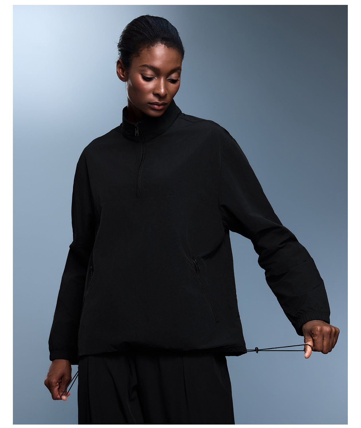 Half Zipper Windproof Stand Collar Sports Long Sleeved Top Women Lightweight Waterproof Outdoor Fitness Jacket Autumn