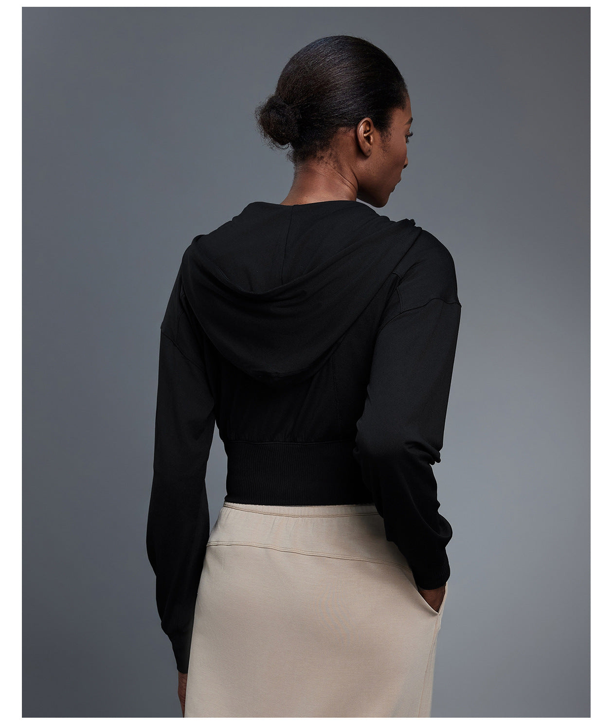 Hooded Sports Jacket Women Short Spring Autumn Waist Cardigan Long Sleeved Top Yoga Workout Clothes Jacket