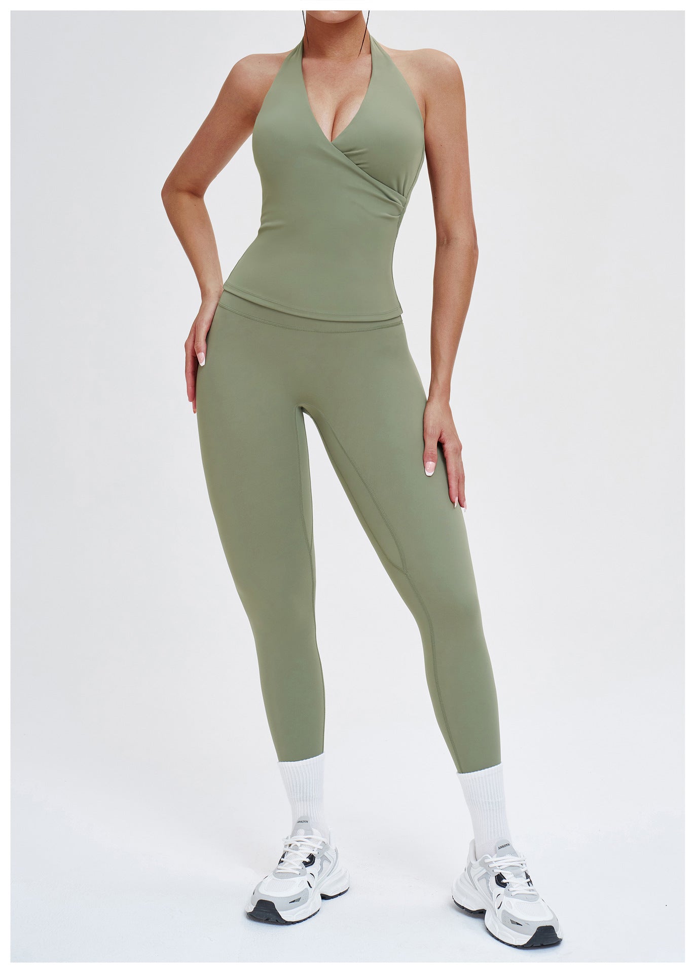 V neck Halter Yoga Vest Tight Brushed Beauty Back Exercise Vest Outdoor Running Workout Underwear