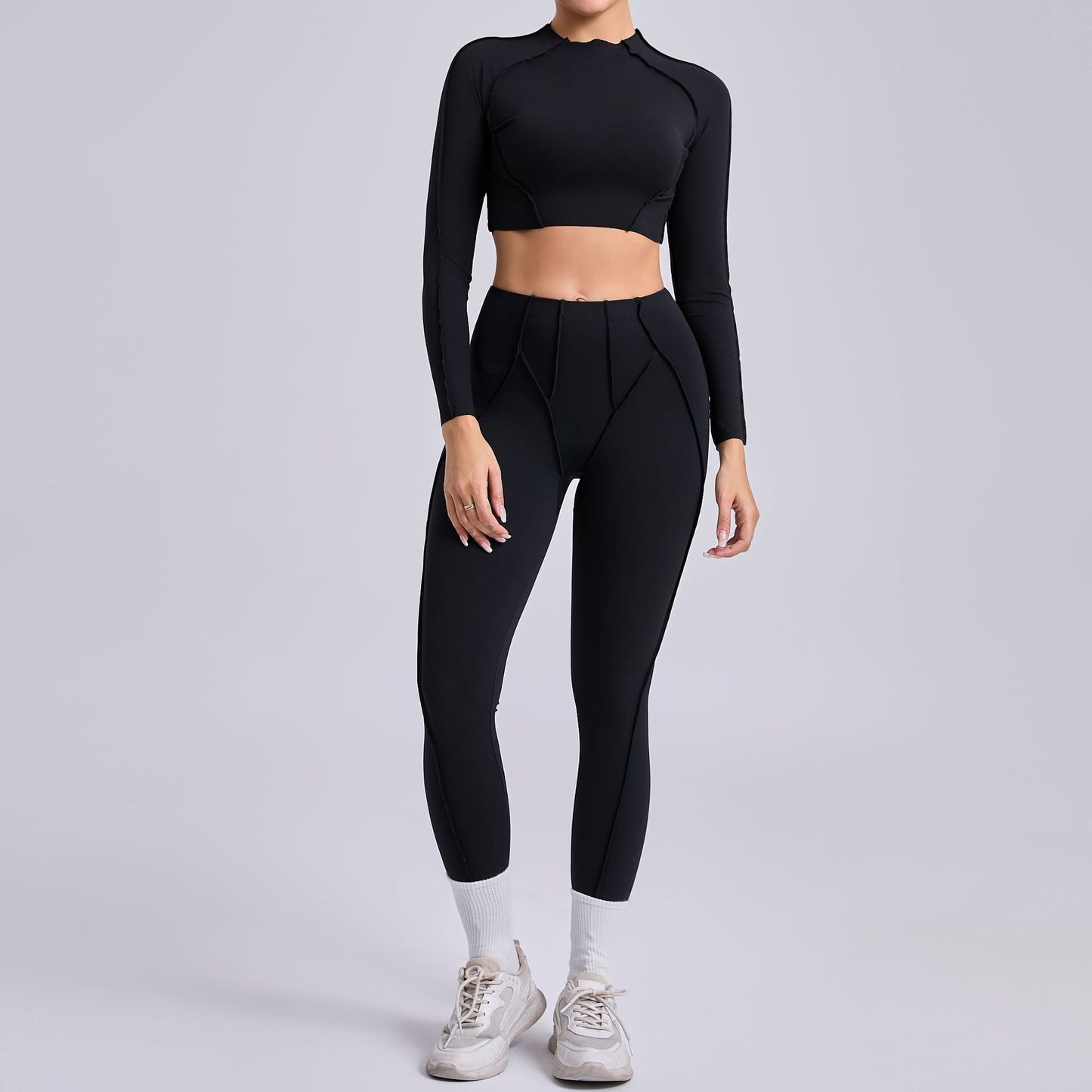 Autumn Sand Three Dimensional Beauty Yoga Two Piece Sets Women Pleated Hip Lifting All Match Yoga Clothes Running Exercise Workout Outfit