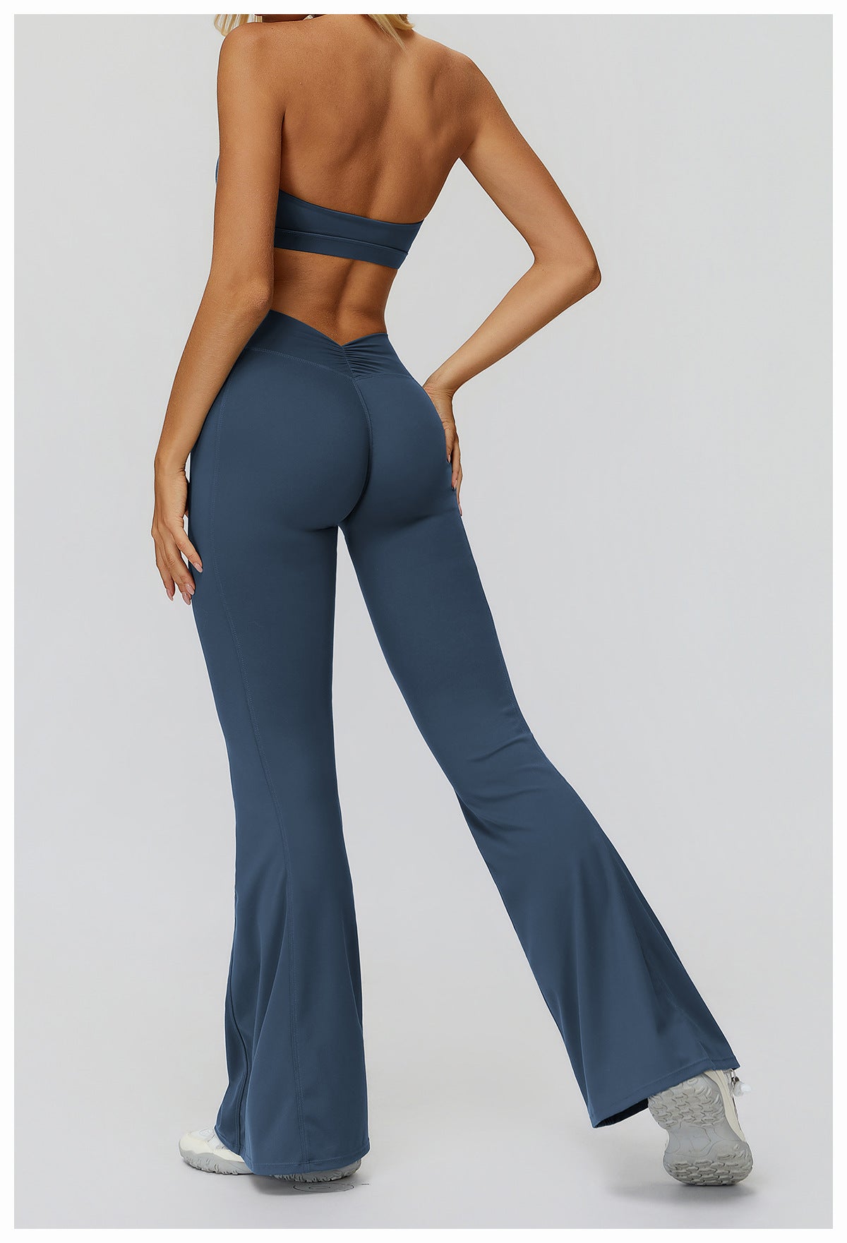 Yoga Bell Bottom Pants High Waist Pleated Micro Pull Slimming Trousers Running Sports Bell Bottom Pants