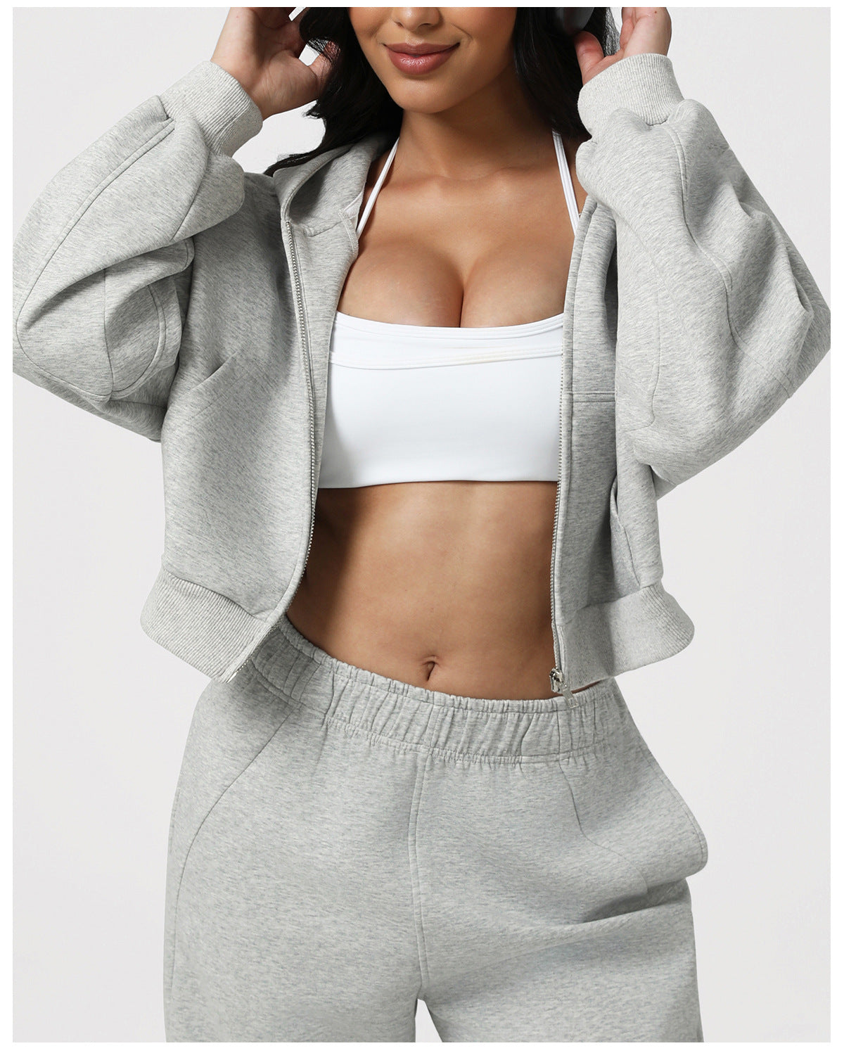 Hooded Sports Casual Sweater Autumn Winter Outdoor Running Fitness Top Long Sleeve Short Yoga Jacket
