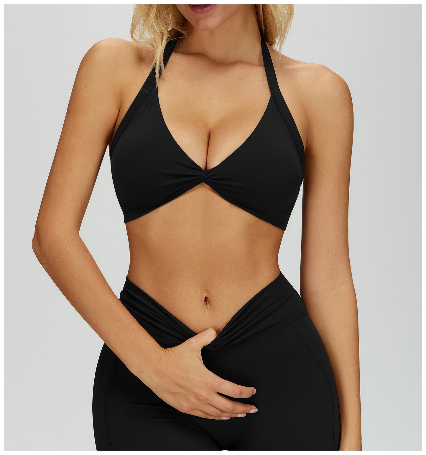 Nude Feel Halter Yoga Bra Generous Beauty Back Skinny Sports Bra Running Workout Underwear