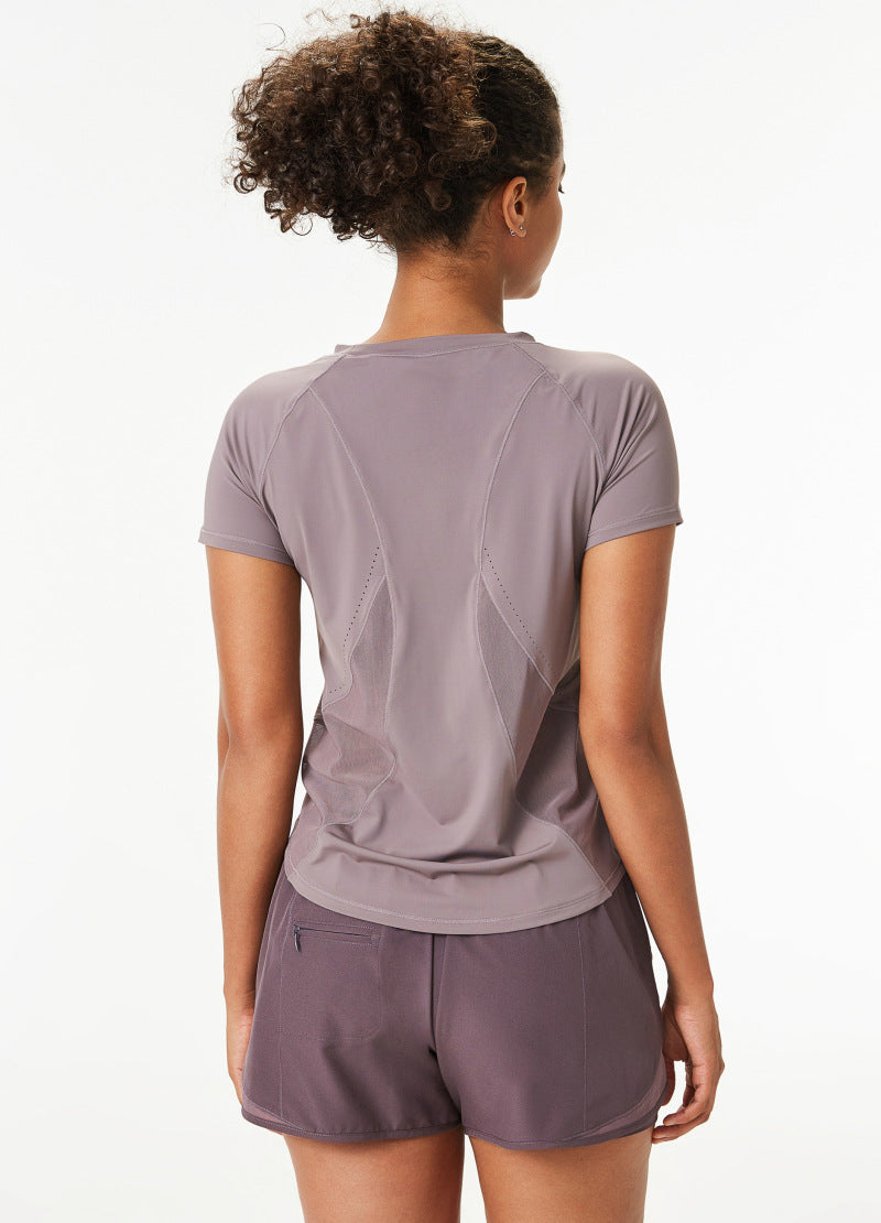 Yoga Clothing Top Nude Feel Sports Top Women Beauty Back Loose Fitness Top Running T shirt