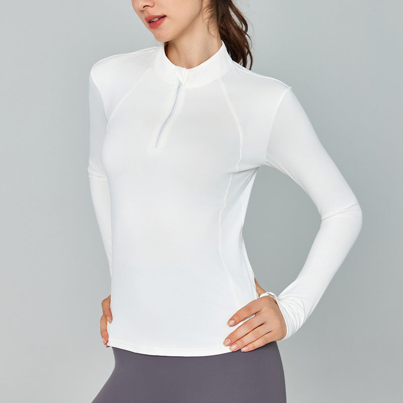 Reflective Stripe Half Zipper Yoga Clothes Long Sleeve Women Pilates Training Sports Tops Outdoor Breathable Workout Clothes