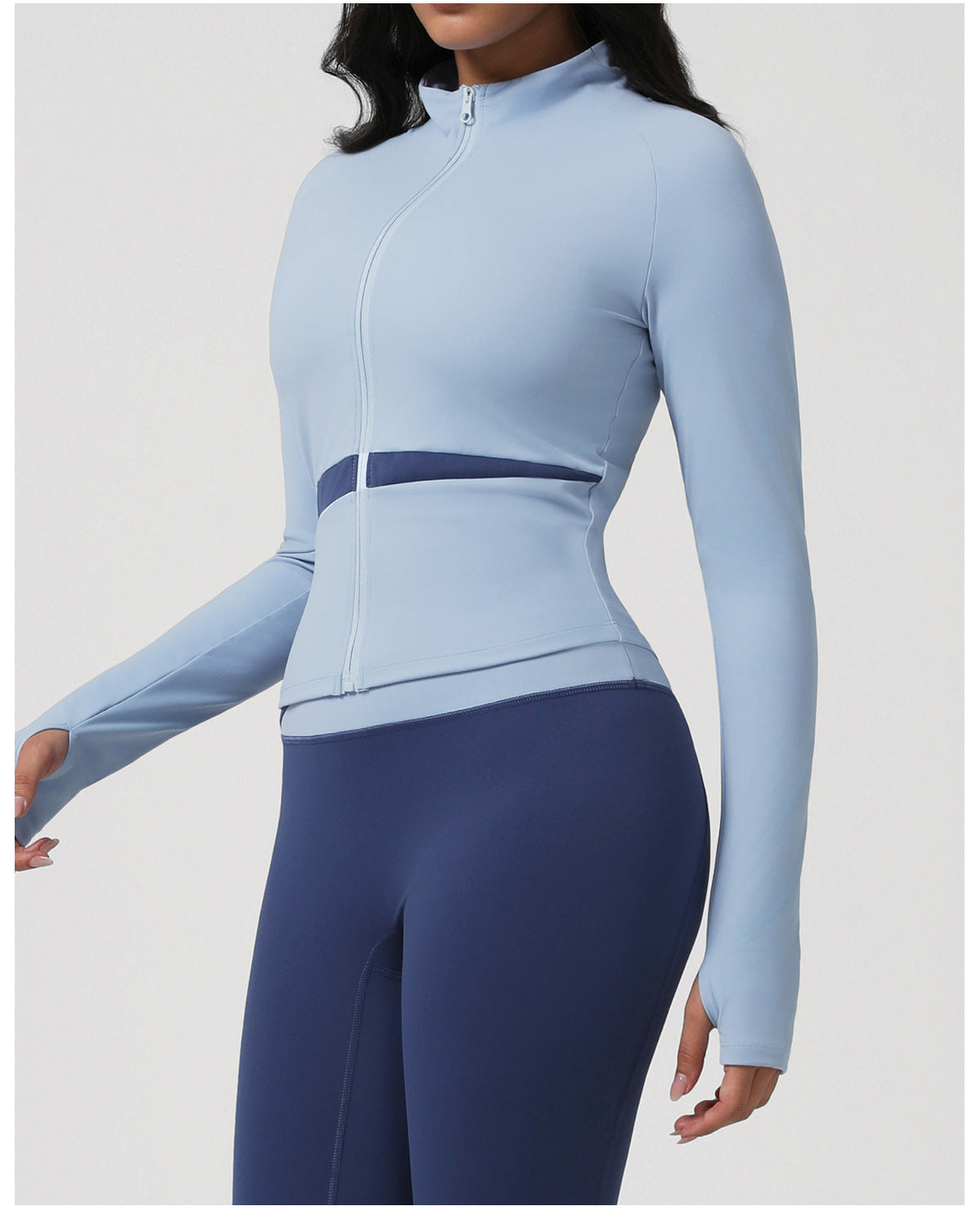 Autumn Winter Yoga Clothes Pilates Training Workout Top Morning Running Quick Drying Sports Contrast Color Long Sleeves Coat