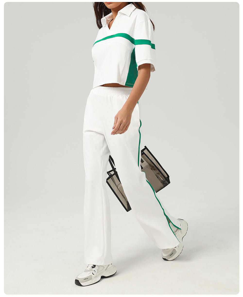Tennis Sports Two Piece Sets Contrast Color Golf Apparel Suit Loose Casual Running Fitness Clothes