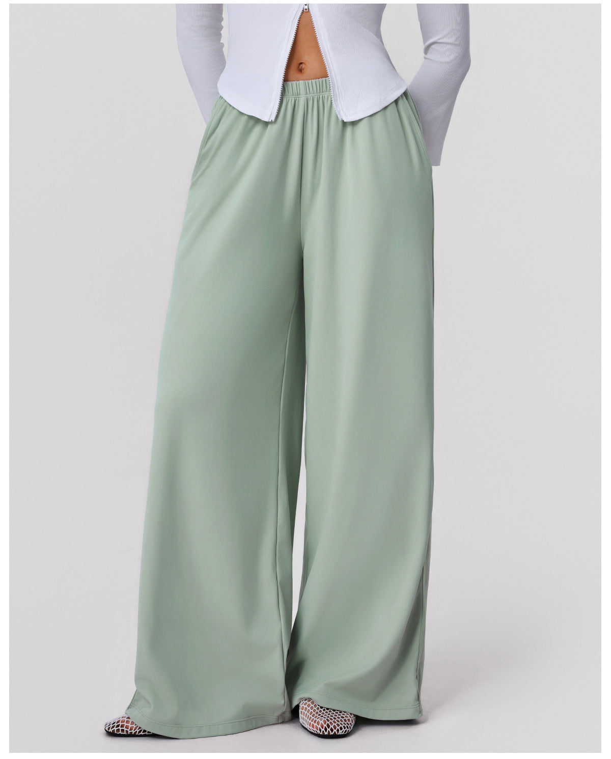 High Waist Drooping Casual Sports Trousers Indoor Dance Training Mop Pants Fitness Yoga Wide Leg Pants