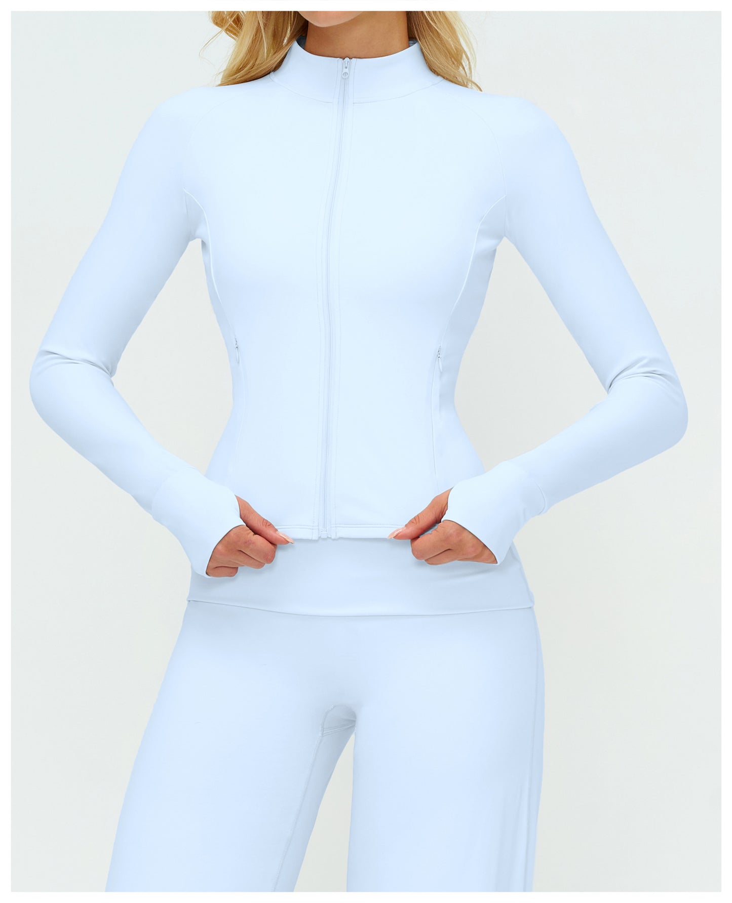 Women Brushed Yoga Jacket Long Sleeved Zipper Pocket Tight Top Outdoor Sports Running Fitness Clothes