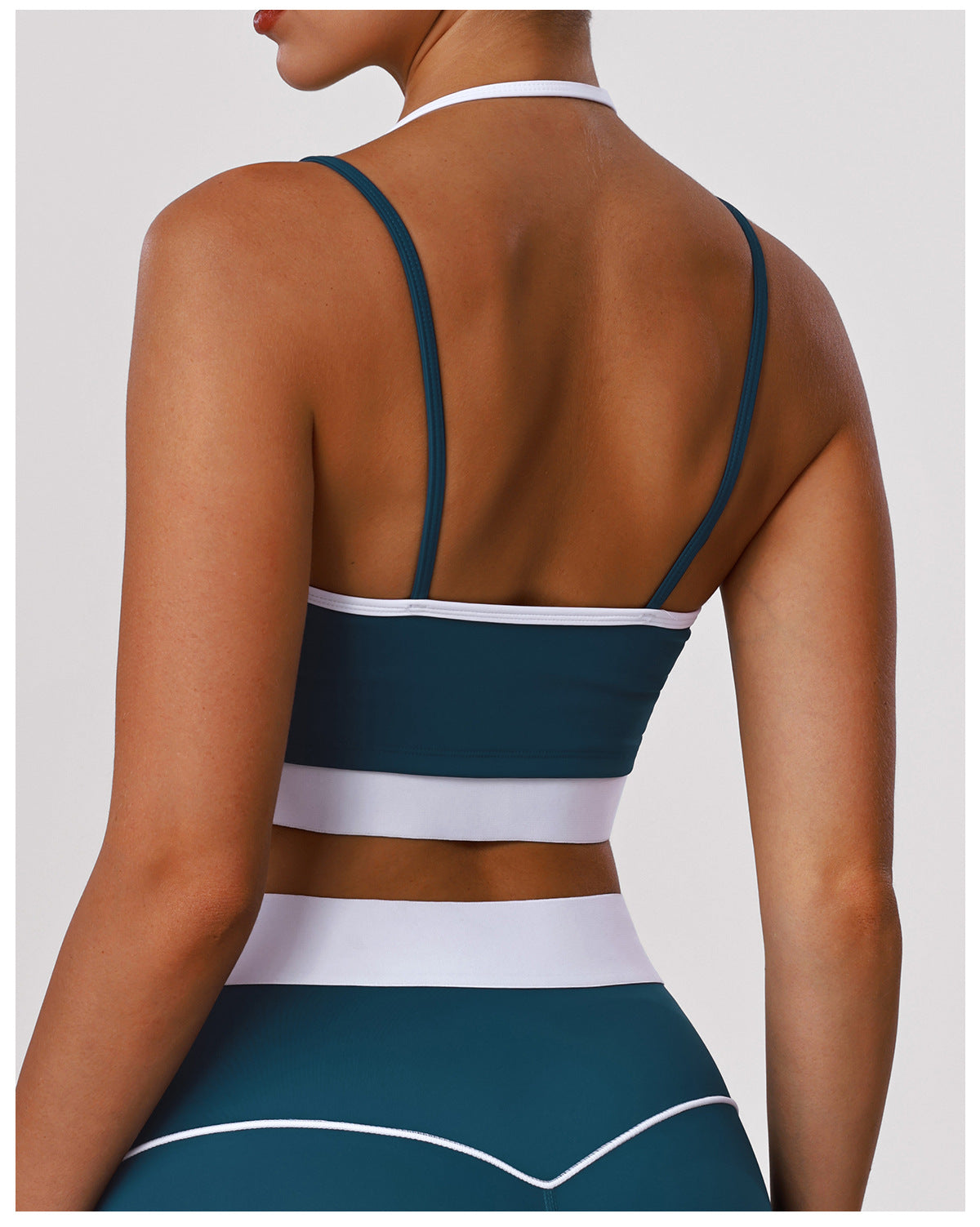 Thin Belt Color Matching Workout Bra Shockproof Outdoor Running Training Sports Underwear Yoga Vest with Pad