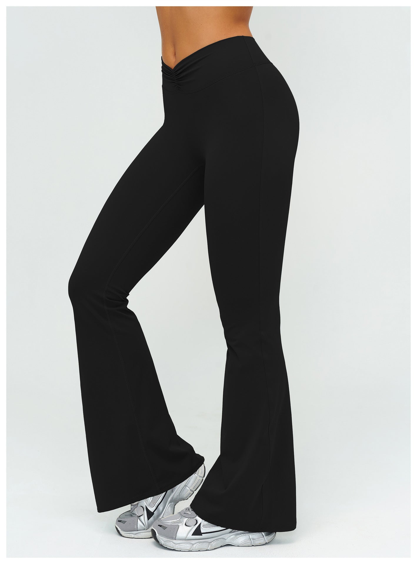 High Waist Pleated Bell Bottom Pants Brushed Wide Leg Pants Outdoor Casual Running Sports Bell Bottom Pants