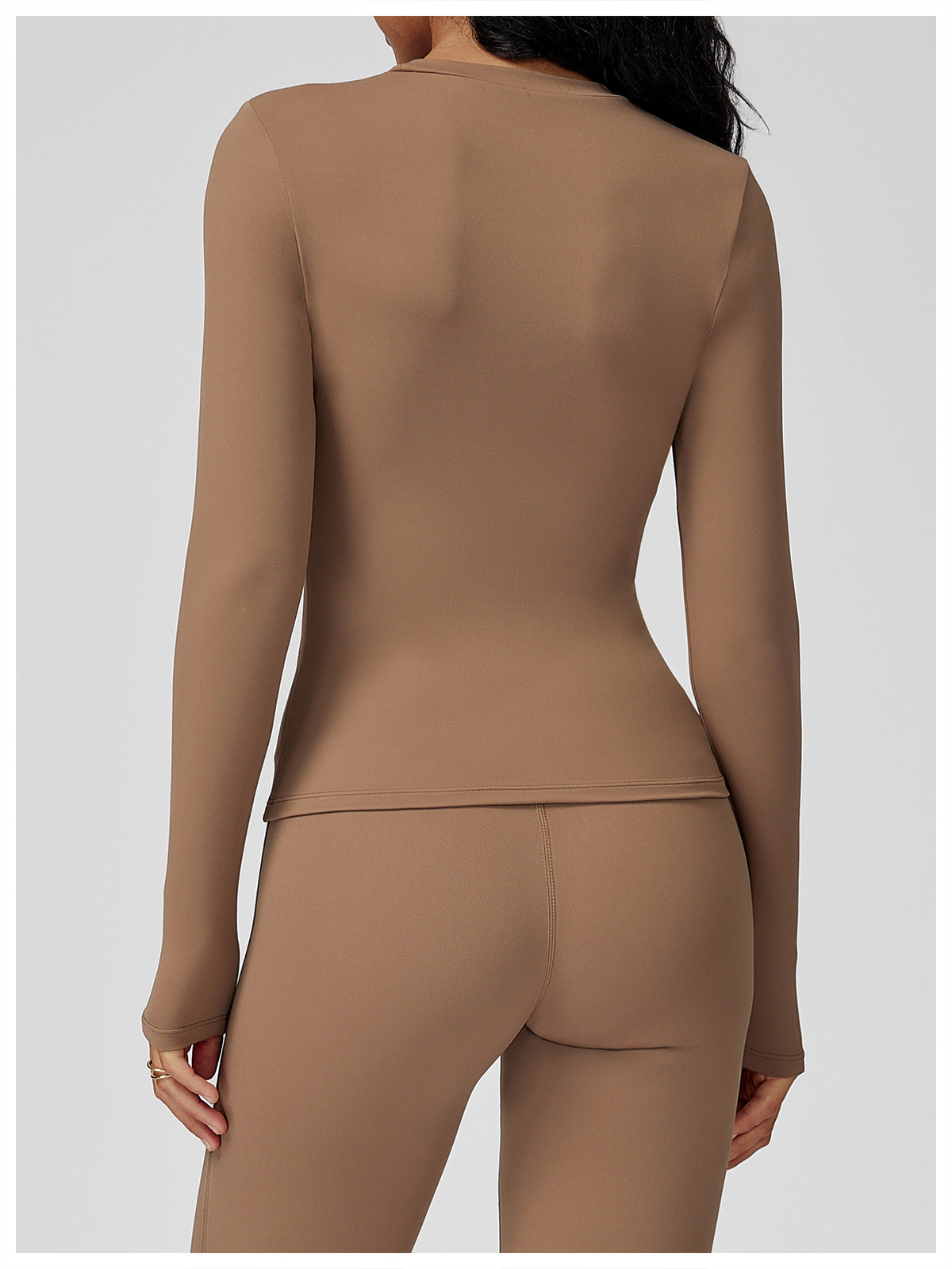 Sollinarry Brushed Long Sleeve Yoga Clothes round Neck Slim Fitness Clothes Outdoor Running Sport Long Sleeve T shirt