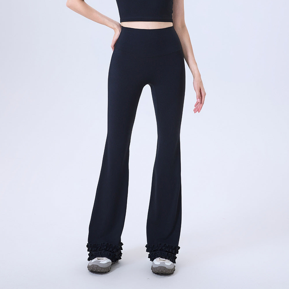High Waist Lace Slim Flare Pants Trousers Slim Fit Yoga Pants Women Hip Lifting Running Workout Fitness Pants