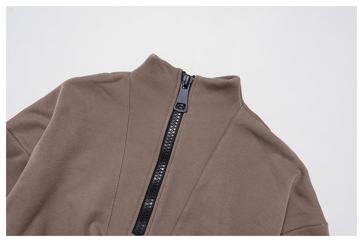Autumn Winter Sports Sweater Stand Collar Loose Windproof Sweater Warm All Matching Outdoor Casual Sports Top