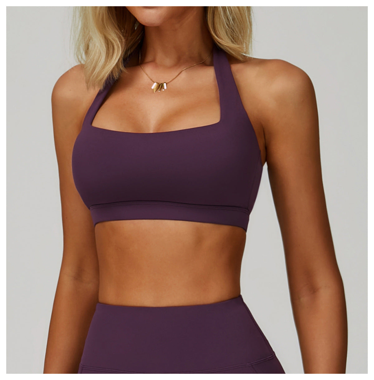 Sollinarry Summer Halter Cloud Sense Yoga Bra Hollow Out Cutout Beauty Back Yoga Clothes Running Fitness High Strength Sports Underwear
